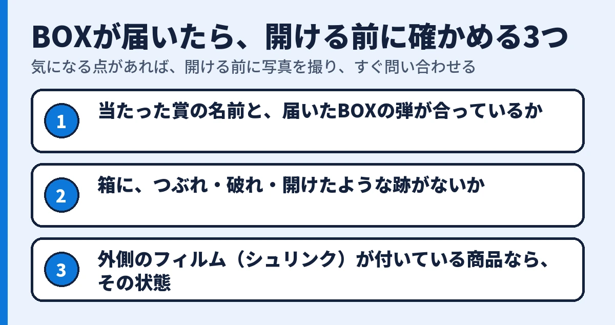 BOXが届いたとき、開ける前に確かめる3つの点